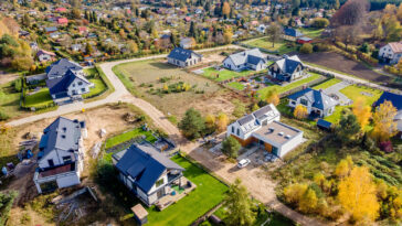 Single-family homes in a newly completed development
