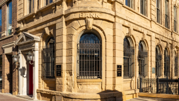 Facade of a bank building